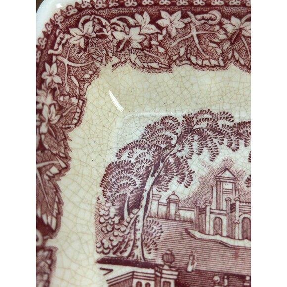 Set Of 2 Mason's Vista Red Pink Ironstone 4” Square Bowls Made in England READ - Picture 3 of 11